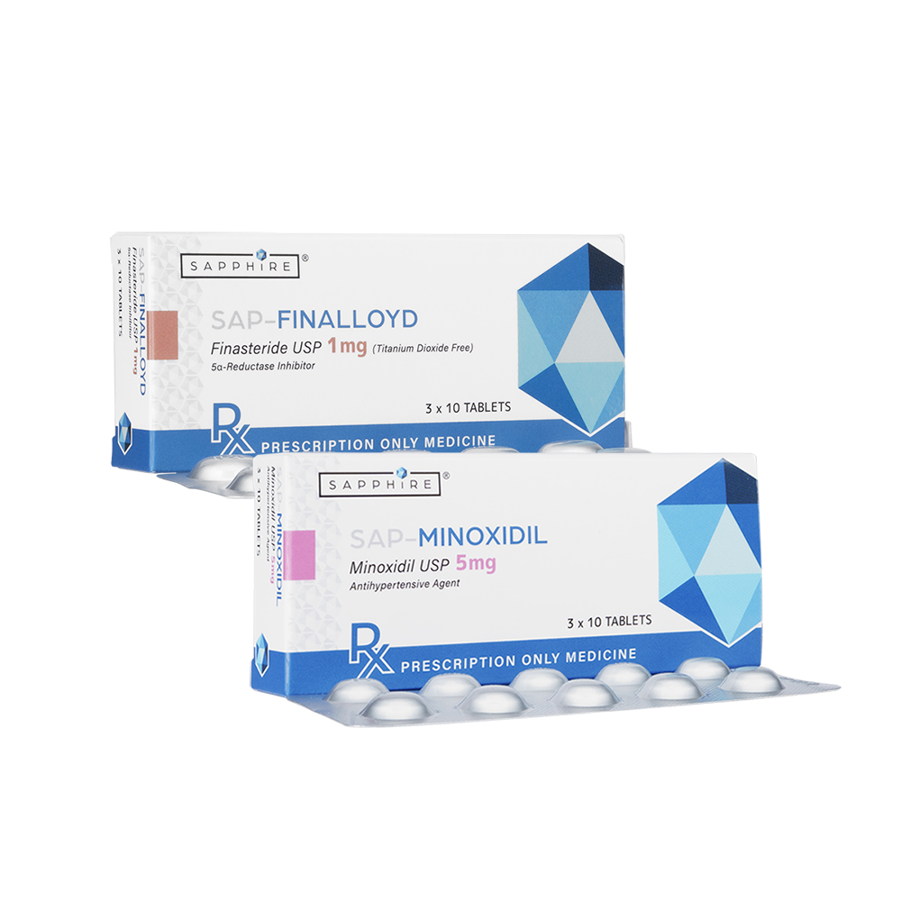 SAP-フィナロイド1mg30錠1箱+SAP-ミノキシジル5mg30錠1箱 1セット