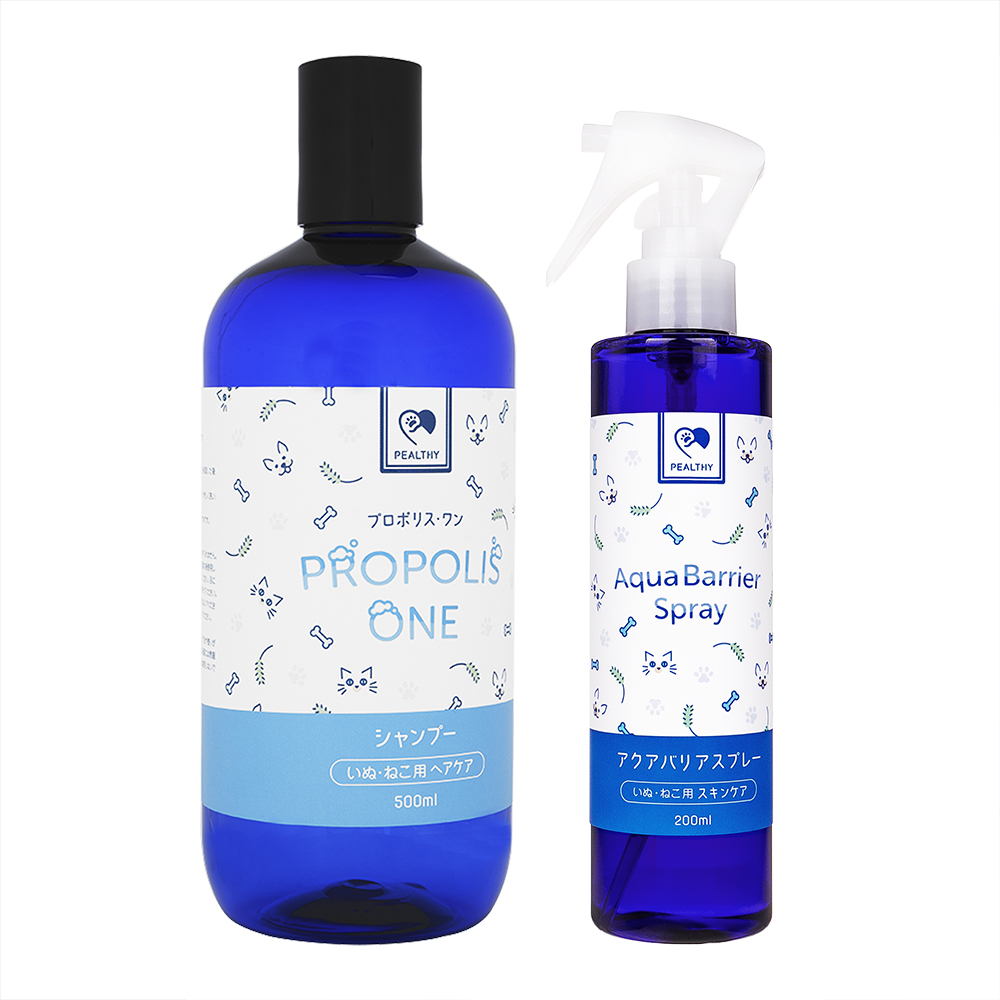 プロポリスワン・ペット用シャンプー500ml1本+(ペルシー)アクアバリアスプレー200ml1本 1セット